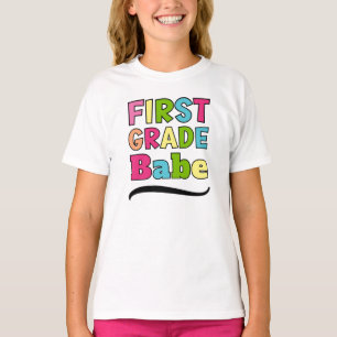 Colourful First Grade Babe Back to School T-Shirt