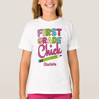 Colourful First Grade Chick Back To School T-Shirt