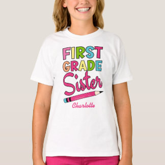 Colourful First Grade Sister Back To School T-Shirt
