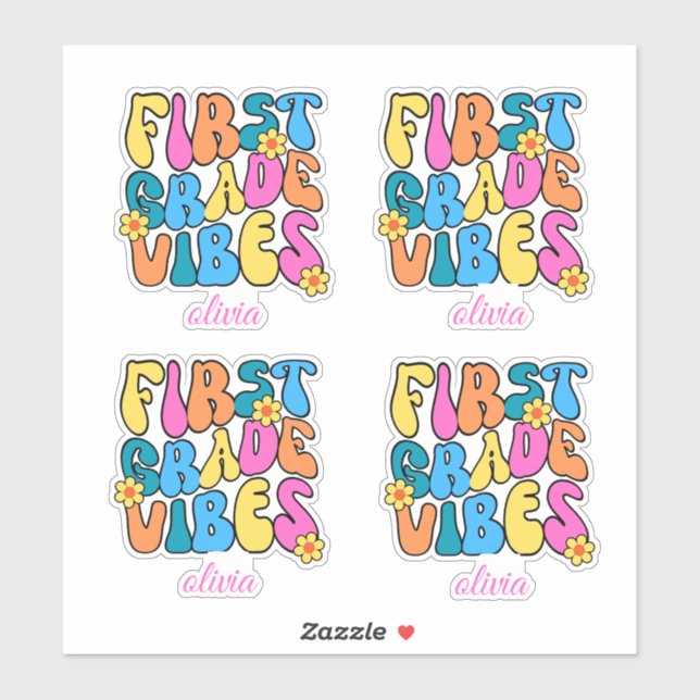 Colourful First Grade Vibes Back to School Retro (Sheet)