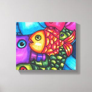 Colourful Fish Abstract sealife original Art Canvas Print