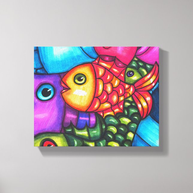 Colourful Fish Abstract sealife original Art  Canvas Print (Front)