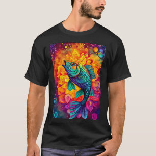 Colourful fish amidst abstract floral splendour T-Shirt