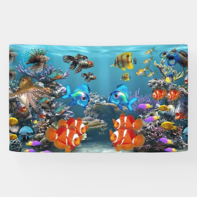Colourful Fish and Coil Aquarium Banner (Horizontal)