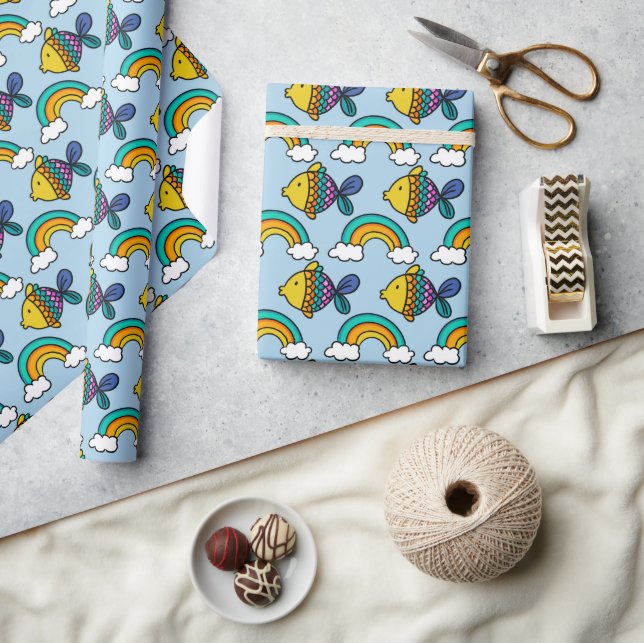 Colourful Fish and Rainbow  Wrapping Paper (Crafts)