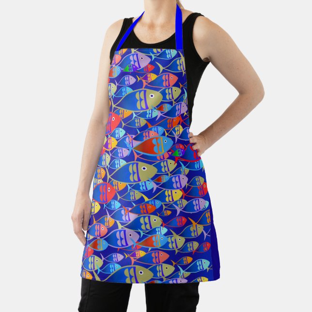 Colourful Fish Art Deco Apron (Insitu)
