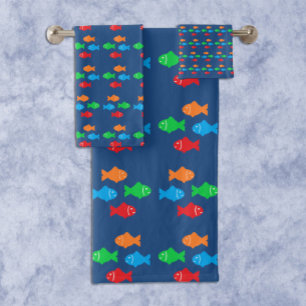 Colourful Fish Bath Towel Set