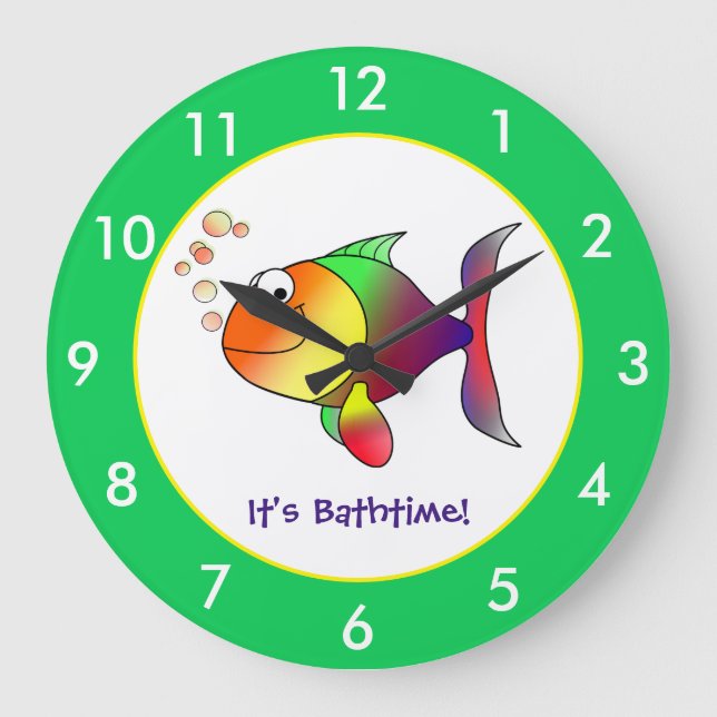 Colourful Fish Bathroom Custom Large Clock (Front)