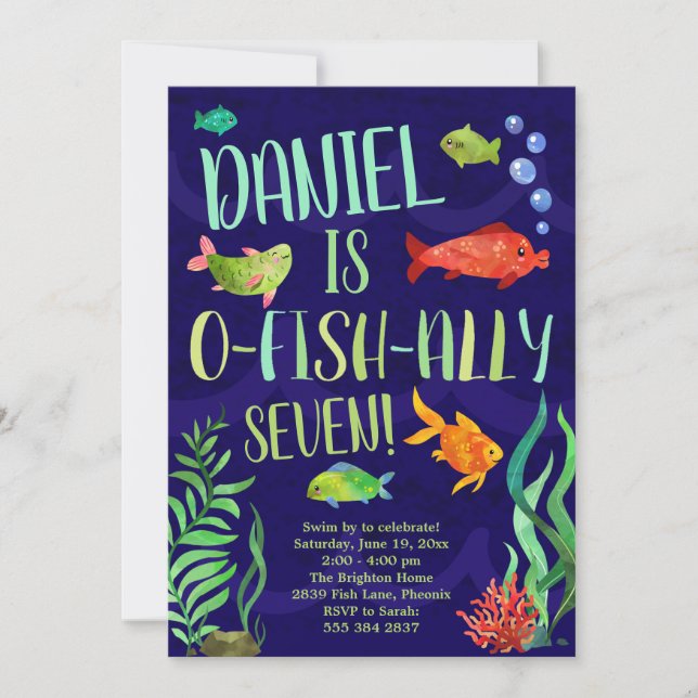 Colourful Fish Birthday Invitation (Front)