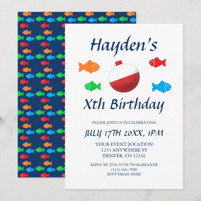 Colourful Fish Birthday Invitation (Front/Back)