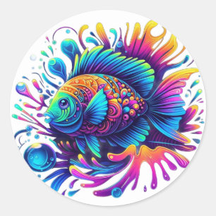Colourful Fish Classic Round Sticker