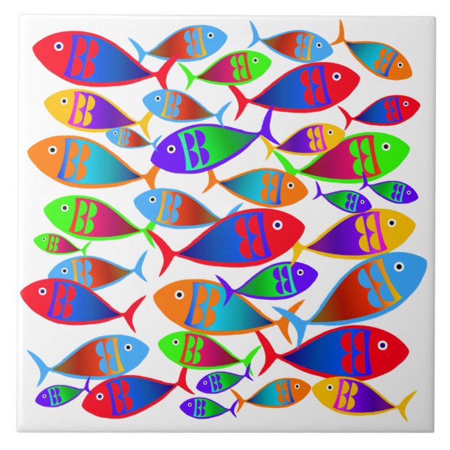 Colourful Fish Custom Text Tile (Front)