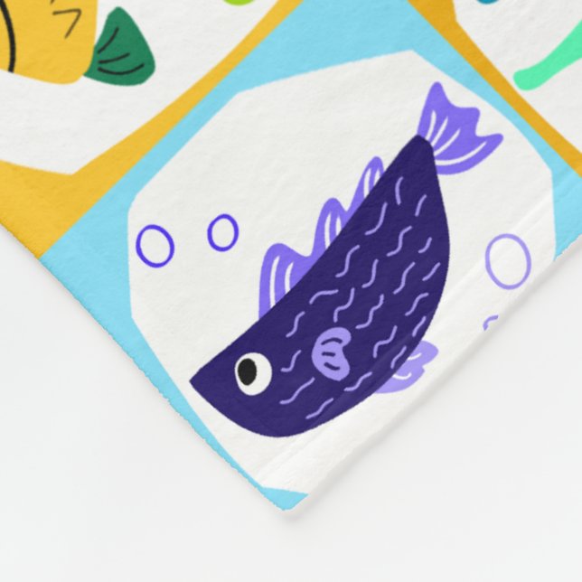 Colourful Fish Fleece Blanket (Corner)