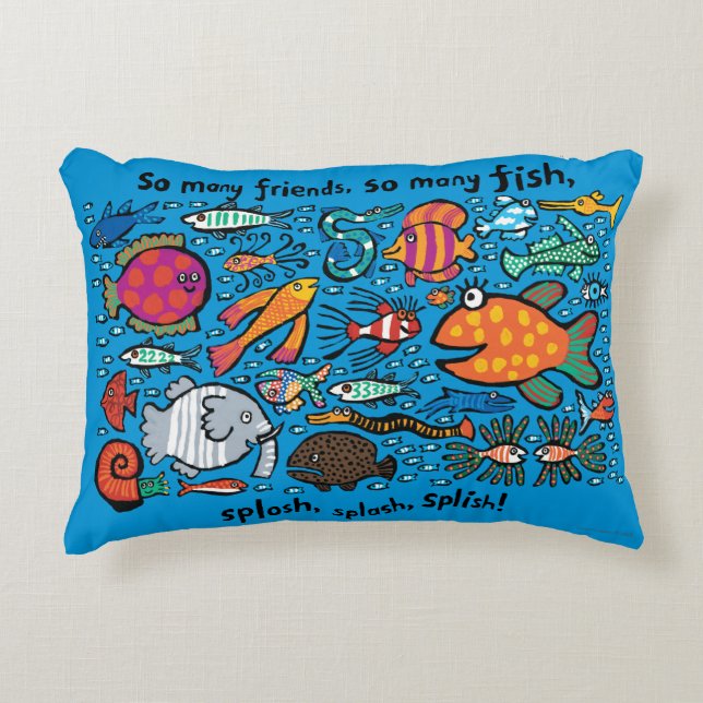 Colourful Fish Friends Decorative Cushion (Front)