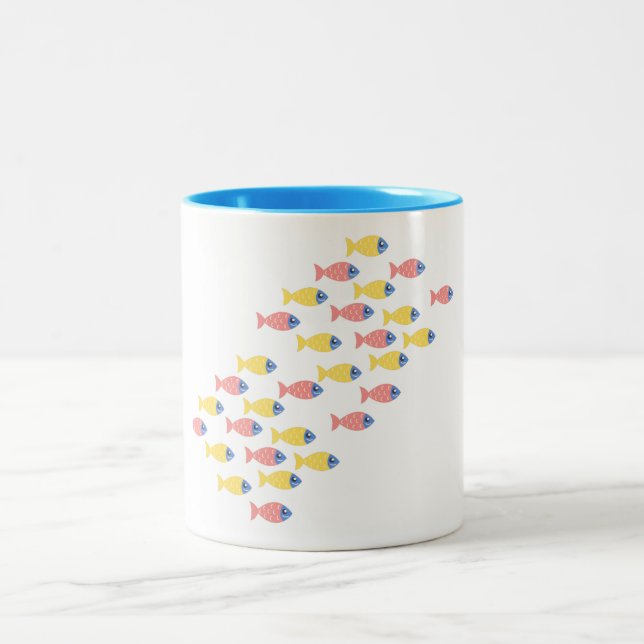 Colourful Fish Migration  Two-Tone Coffee Mug (Center)