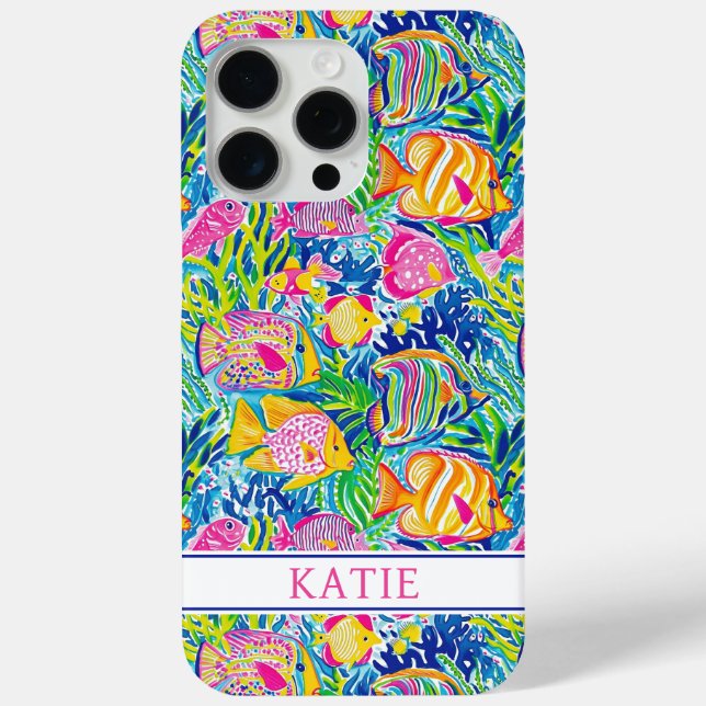 Colourful Fish Monogrammed Case-Mate iPhone Case (Back)