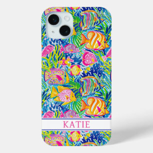 Colourful Fish Monogrammed iPhone 15 Mini Case