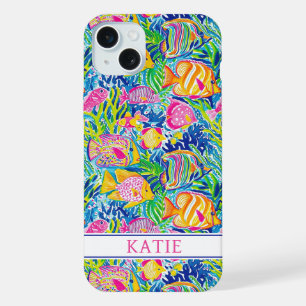 Colourful Fish Monogrammed iPhone 15 Plus Case