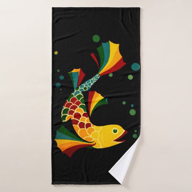 colourful fish ‘n bubbles bath towel set (Bath Towel)