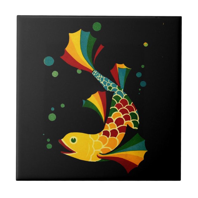 colourful fish ‘n bubbles tile (Front)