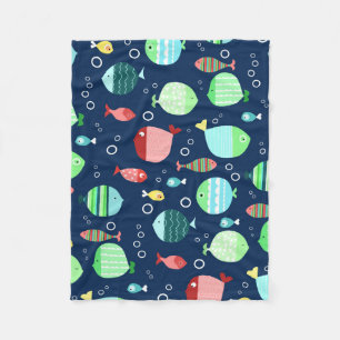 Colourful fish pattern fleece blanket