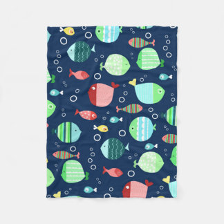 Colourful fish pattern fleece blanket