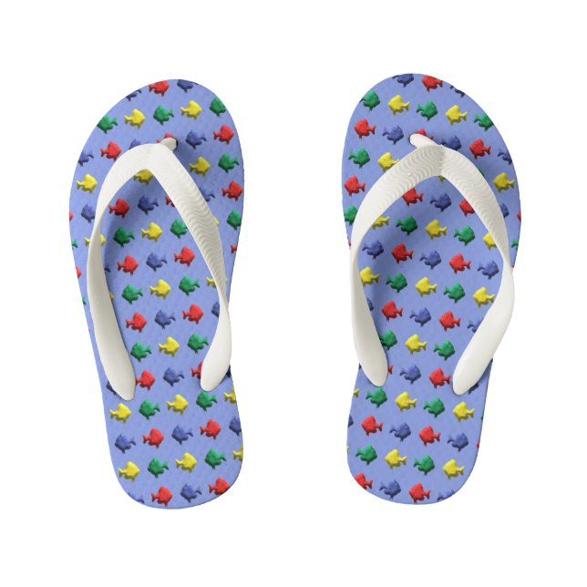 Colourful Fish Pattern Kid's Flip Flops (Footbed)