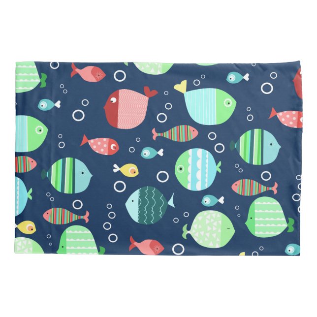 Colourful fish pattern pillowcase (Back)