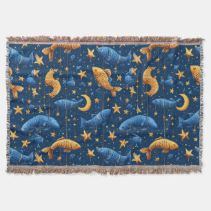 Colourful fish pattern throw blanket