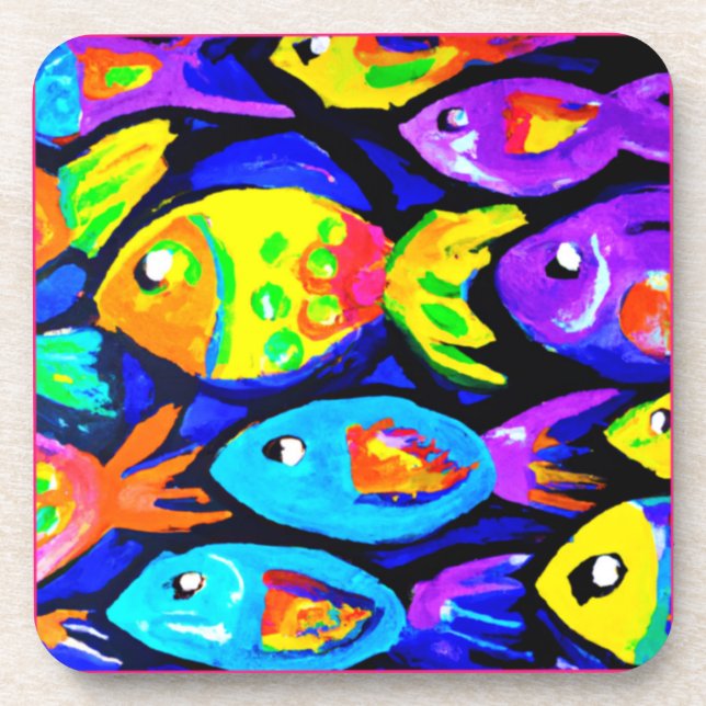 Colourful Fish Patterns Art. Buy Now Coaster (Front)