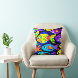 Colourful Fish Patterns Art. Buy Now Cushion