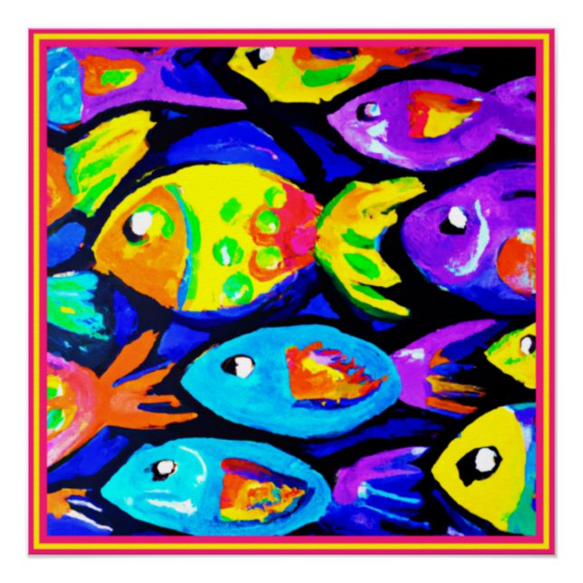 Colourful Fish Patterns Art. Buy Now Poster (Front)