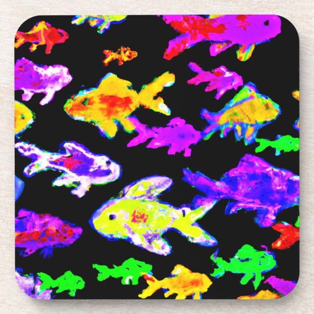 Colourful Fish Patterns Painting Art. Buy Now Coaster (Front)