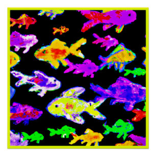 Colourful Fish Patterns Painting Art. Buy Now Poster