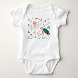 Colourful Fish & Sea Creatures Design Baby Bodysuit