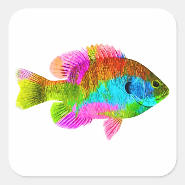 Colourful Fish Square Sticker (Front)