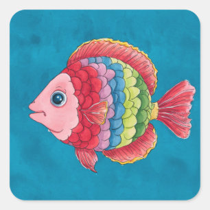 Colourful Fish Square Sticker