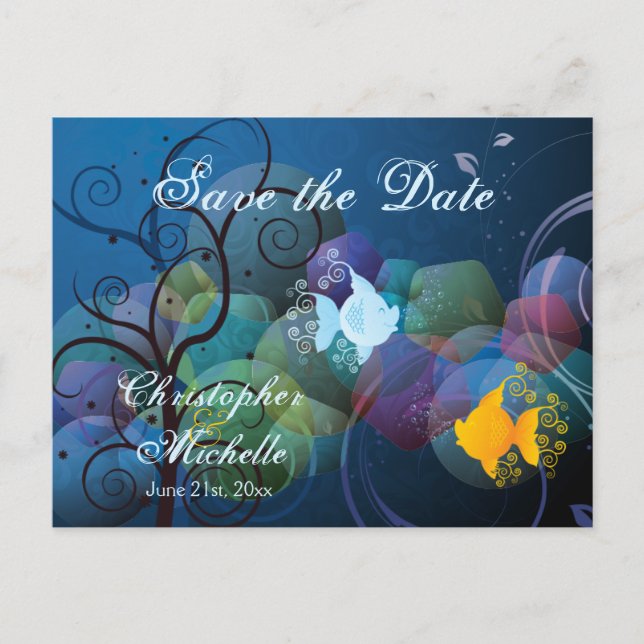 Colourful Fish Tropical Save the Date Wedding Announcement Postcard (Front)