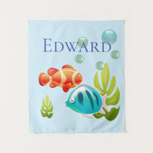 Colourful Fish with Bubbles & Seaweed Tapestry