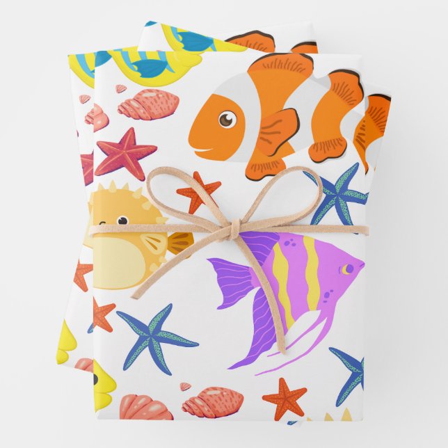 Colourful Fish  Wrapping Paper Sheet (In situ)