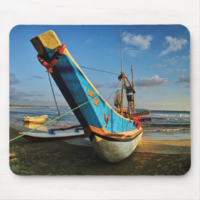 Colourful Fishing Boat By The Ocean Mouse Mat (Front)