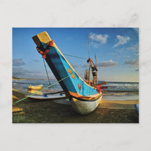 Colourful Fishing Boat By The Ocean Postcard