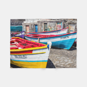 Colourful Fishing Boats, Cape Verde Fleece Blanket
