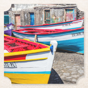 Colourful Fishing Boats, Cape Verde Paper Coaster