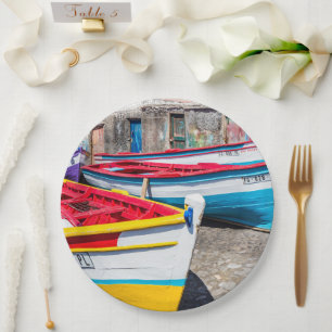 Colourful Fishing Boats, Cape Verde Paper Plate