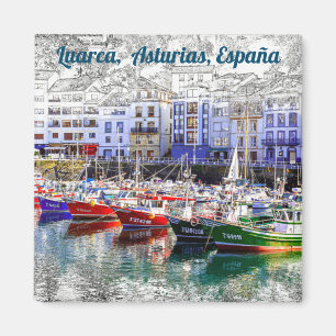 Colourful fishing boats in Luarca, Asturias, Spain Magnet