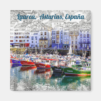 Colourful fishing boats in Luarca, Asturias, Spain Magnet