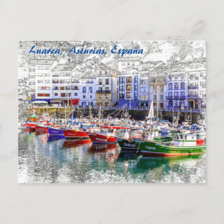 Colourful fishing boats in Luarca, Asturias, Spain Postcard