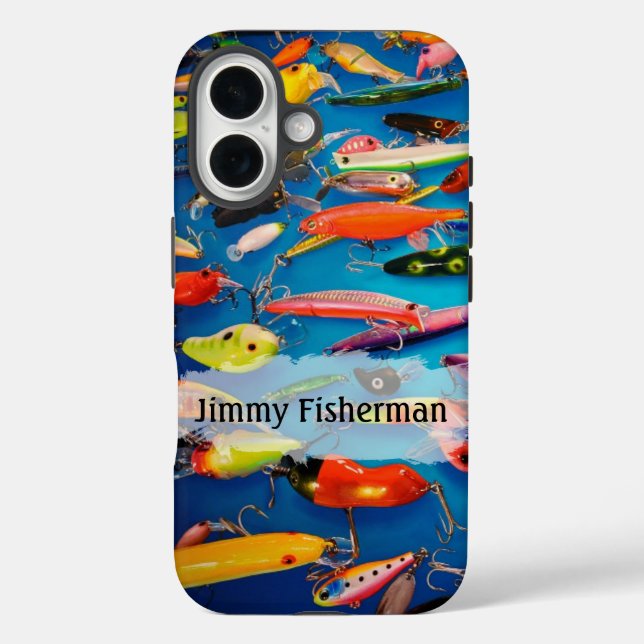 Colourful Fishing Lures - Personalise name Case-Mate iPhone Case (Back)
