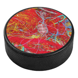 Colourful fishing nets hockey puck